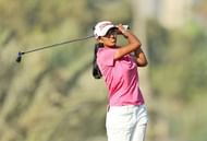DUBAI, UNITED ARAB EMIRATES - DECEMBER 09:  Aditi Ashok of India plays her second shot on the 13th hole during the delayed second round of the 2016 Omega Dubai Ladies Masters on the Majlis Course at the Emirates Golf Club on December 9, 2016 in Dubai, United Arab Emirates.  (Photo by David Cannon/Getty Images)